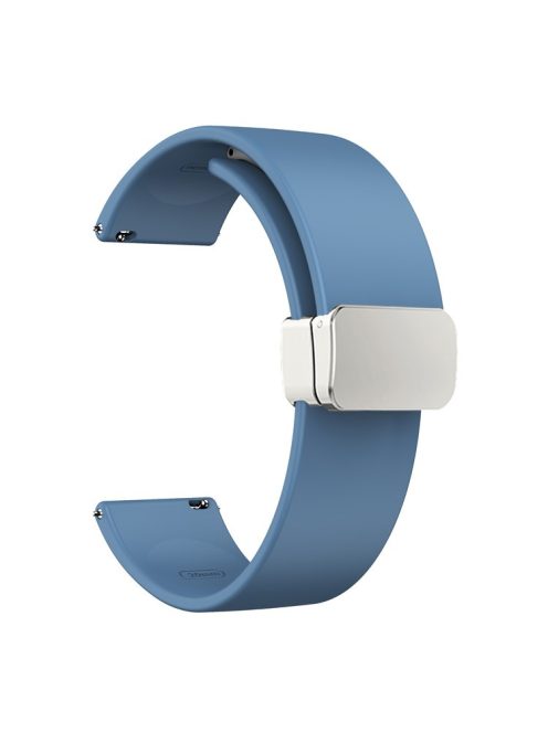 For Garmin Venu / Venu Sq / Venu Sq 2 / Venu 2 Plus Silicone Watch Strap 20mm Wristband with Magnetic Folding Silver Buckle - Blue