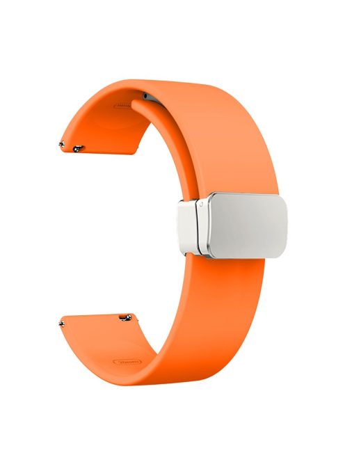 For Garmin Venu / Venu Sq / Venu Sq 2 / Venu 2 Plus Silicone Watch Strap 20mm Wristband with Magnetic Folding Silver Buckle - Orange