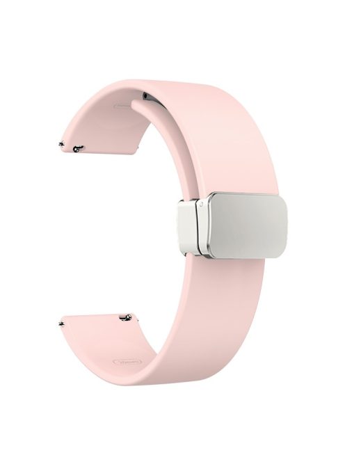 For Garmin Venu / Venu Sq / Venu Sq 2 / Venu 2 Plus Silicone Watch Strap 20mm Wristband with Magnetic Folding Silver Buckle - Pink