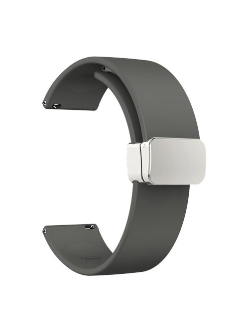 For Garmin Venu / Venu Sq / Venu Sq 2 / Venu 2 Plus Silicone Watch Strap 20mm Wristband with Magnetic Folding Silver Buckle - Space Grey