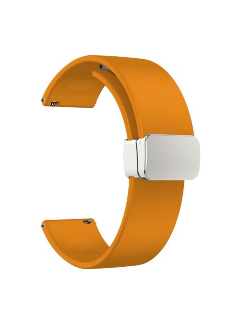 For Garmin Venu / Venu Sq / Venu Sq 2 / Venu 2 Plus Silicone Watch Strap 20mm Wristband with Magnetic Folding Silver Buckle - Yellow