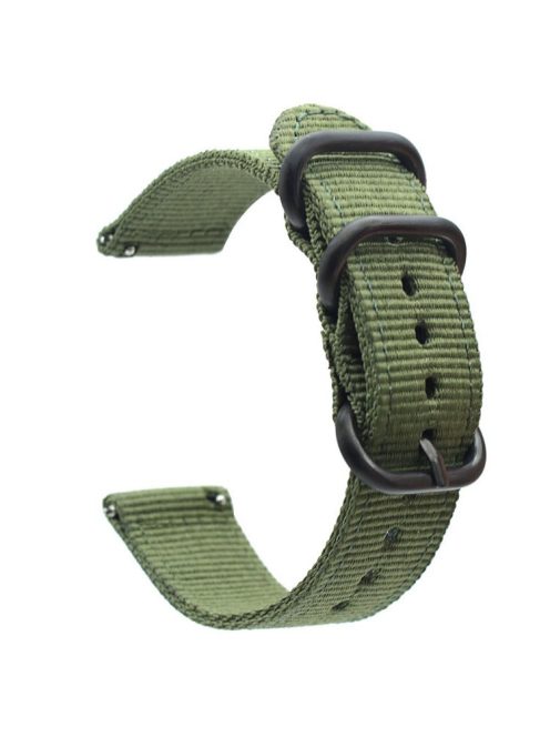 For Garmin Venu 2S / Vivoactive 4S 18mm Nylon Watch Strap Three Heavy Buckles Watch Band Replacement - Army Green