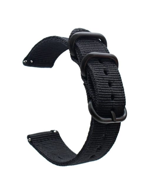 For Garmin Venu 2S / Vivoactive 4S 18mm Nylon Watch Strap Three Heavy Buckles Watch Band Replacement - Black