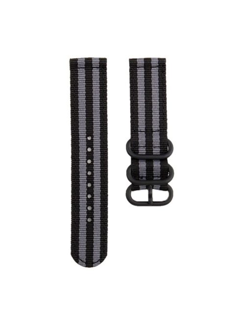 For Garmin Venu 2S / Vivoactive 4S 18mm Nylon Watch Strap Three Heavy Buckles Watch Band Replacement - Black / Grey