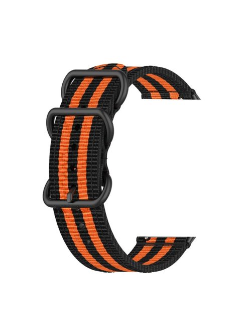 For Garmin Venu 2S / Vivoactive 4S 18mm Nylon Watch Strap Three Heavy Buckles Watch Band Replacement - Black / Orange