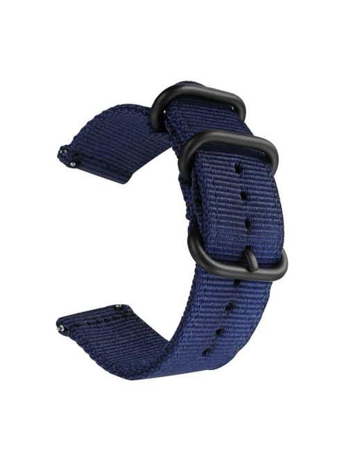 For Garmin Venu 2S / Vivoactive 4S 18mm Nylon Watch Strap Three Heavy Buckles Watch Band Replacement - Blue