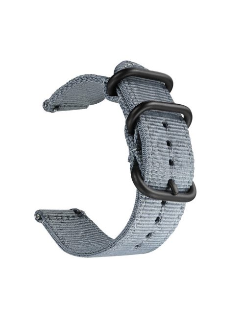 For Garmin Venu 2S / Vivoactive 4S 18mm Nylon Watch Strap Three Heavy Buckles Watch Band Replacement - Grey