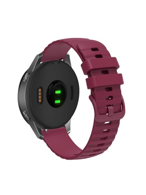 For Garmin Venu 2S / Vivomove 3S / Vivoactive 4S Wave Grain Dots Silicone Watch Band 18mm Replacement Adjustable Strap - Wine Red