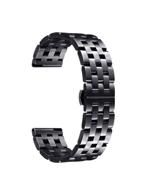 For Garmin Venu 2S/Vivoactive 4S 40mm/Vivomove 3S Replacement Watch Strap 18mm 5 Beads Stainless Steel Wrist Band - Black