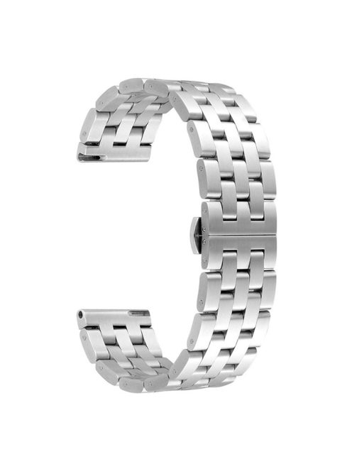 For Garmin Venu 2S/Vivoactive 4S 40mm/Vivomove 3S Replacement Watch Strap 18mm 5 Beads Stainless Steel Wrist Band - Silver