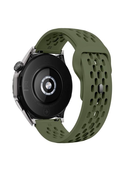 For Garmin Venu 3 / Venu 2 / Vivoactive 4 22mm Watch Strap Hollow Silicone Wrist Band Replacement - Army Green