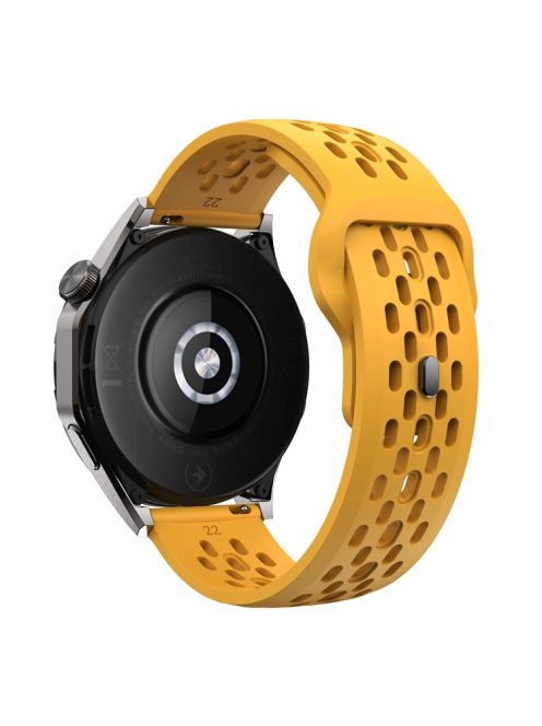 For Garmin Venu 3 / Venu 2 / Vivoactive 4 22mm Watch Strap Hollow Silicone Wrist Band Replacement - Dark Yellow