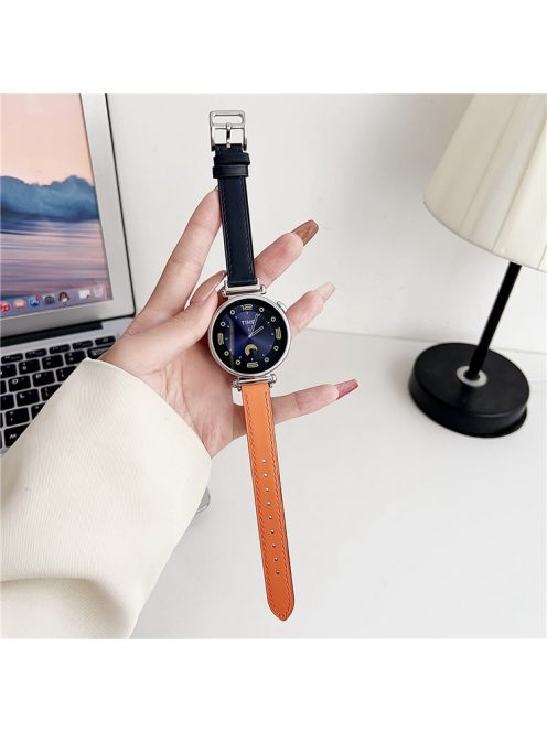 For Garmin Venu 3S / Forerunner 265S / Xiaomi Mi Watch 18mm Watch Band PU Leather Wrist Strap - Blue+Orange