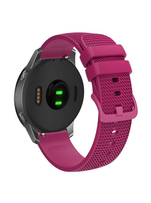 For Garmin Venu 3S / Forerunner 265S Watch Strap 18mm Plaid Pattern Silicone Band - Fuchsia