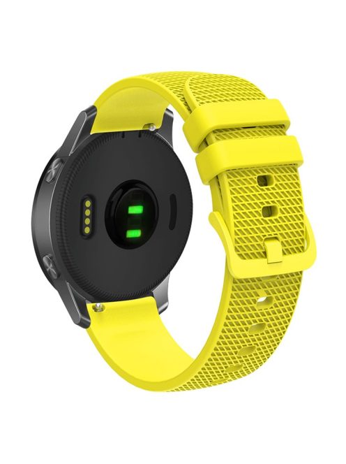 For Garmin Venu 3S / Forerunner 265S Watch Strap 18mm Plaid Pattern Silicone Band - Yellow