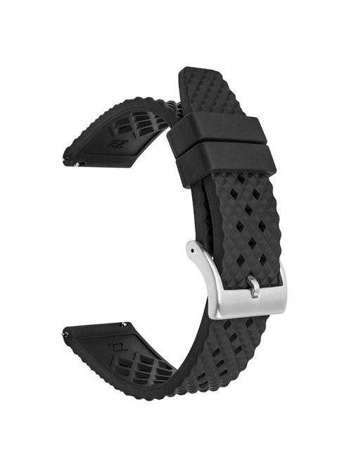 For Garmin Venu 3S / Watch GT 4 41mm Replacement Wrist Band 18mm Fluorubber Watch Strap - Black+Silver Buckle