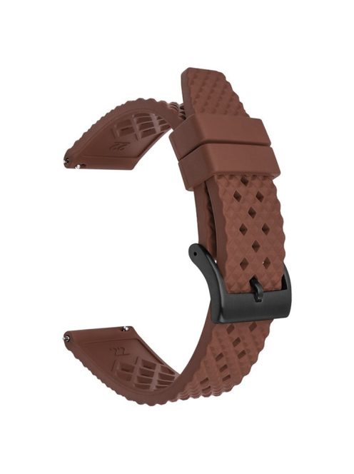 For Garmin Venu 3S / Watch GT 4 41mm Replacement Wrist Band 18mm Fluorubber Watch Strap - Brown+Black Buckle