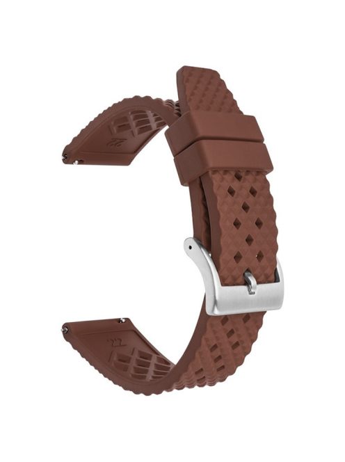 For Garmin Venu 3S / Watch GT 4 41mm Replacement Wrist Band 18mm Fluorubber Watch Strap - Brown+Silver Buckle