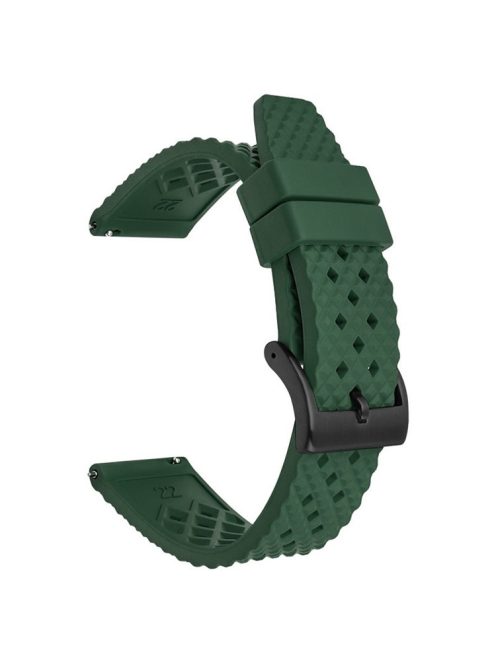 For Garmin Venu 3S / Watch GT 4 41mm Replacement Wrist Band 18mm Fluorubber Watch Strap - Dark Green+Black Buckle