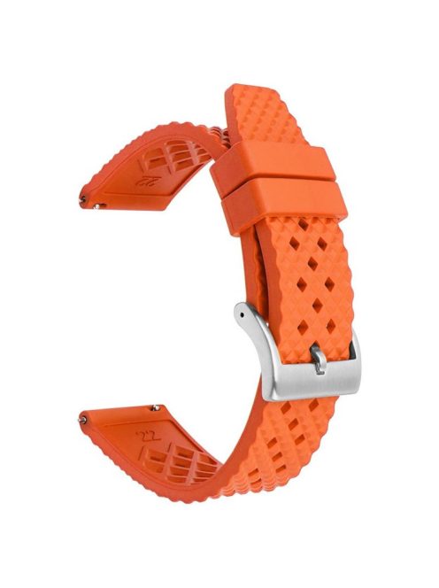 For Garmin Venu 3S / Watch GT 4 41mm Replacement Wrist Band 18mm Fluorubber Watch Strap - Orange+Silver Buckle