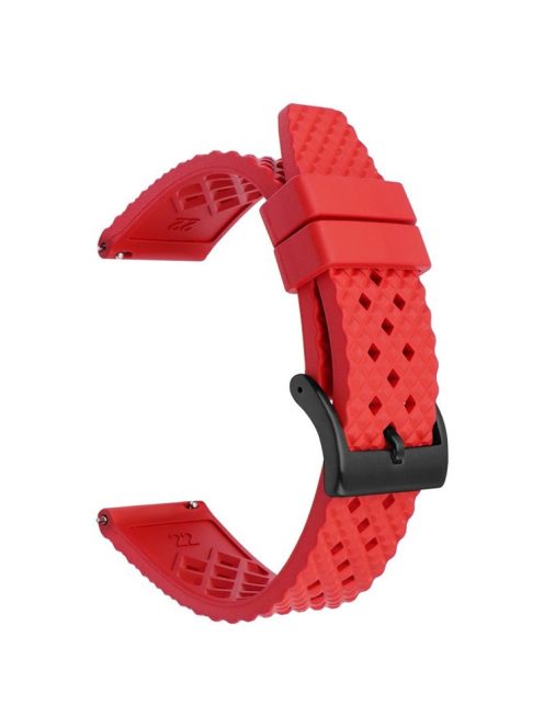 For Garmin Venu 3S / Watch GT 4 41mm Replacement Wrist Band 18mm Fluorubber Watch Strap - Red+Black Buckle