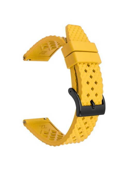 For Garmin Venu 3S / Watch GT 4 41mm Replacement Wrist Band 18mm Fluorubber Watch Strap - Yellow+Black Buckle