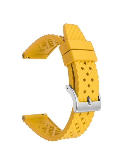 For Garmin Venu 3S / Watch GT 4 41mm Replacement Wrist Band 18mm Fluorubber Watch Strap - Yellow+Silver Buckle