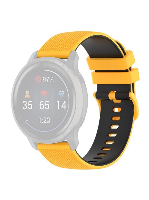 For Garmin Venu2 Plus / Venu Sq / Vivomove Grid Texture Silicone Watch Band 20mm Dual-Color Strap - Yellow / Black