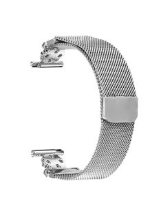   For Garmin Vivoactive 3 Music  /  Vivoactive 3 Milanese Band Flower Stainless Steel Magnetic Mesh Watch Strap - Silver