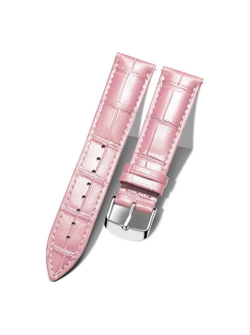 For Garmin Vivoactive 3/Vivoactive 3 Music/Venu Crocodile Texture Cowhide Leather Watch Strap Replacement Wrist Band - Pink