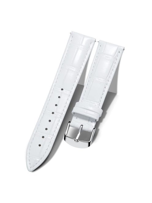 For Garmin Vivoactive 3/Vivoactive 3 Music/Venu Crocodile Texture Cowhide Leather Watch Strap Replacement Wrist Band - White