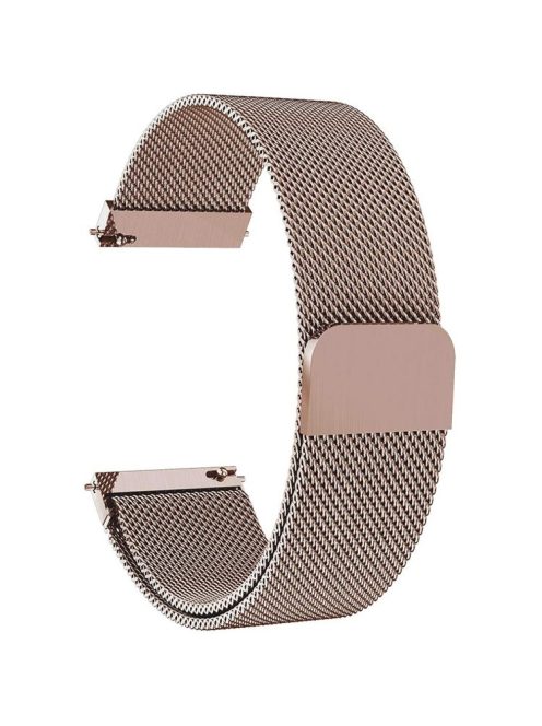 For Garmin Vivoactive 3/Vivoactive 3 Music/Venu Stainless Steel Mesh Milanese Smartwatch Replace Strap Adjustable Wrist Band (20mm) - Rose Gold