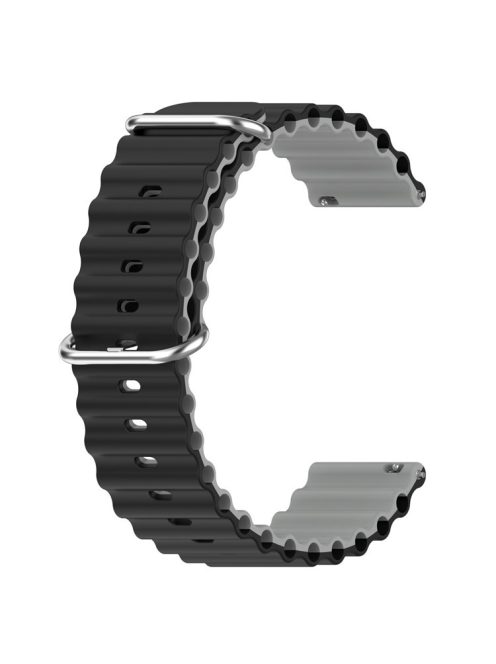 For Garmin Vivoactive 4  /  Garmin Venu 2 Universal 22mm Silicone Watch Strap Wavy Design Double Color Watchband - Black / Grey