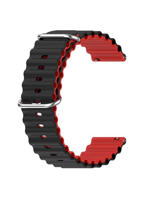 For Garmin Vivoactive 4  /  Garmin Venu 2 Universal 22mm Silicone Watch Strap Wavy Design Double Color Watchband - Black / Red