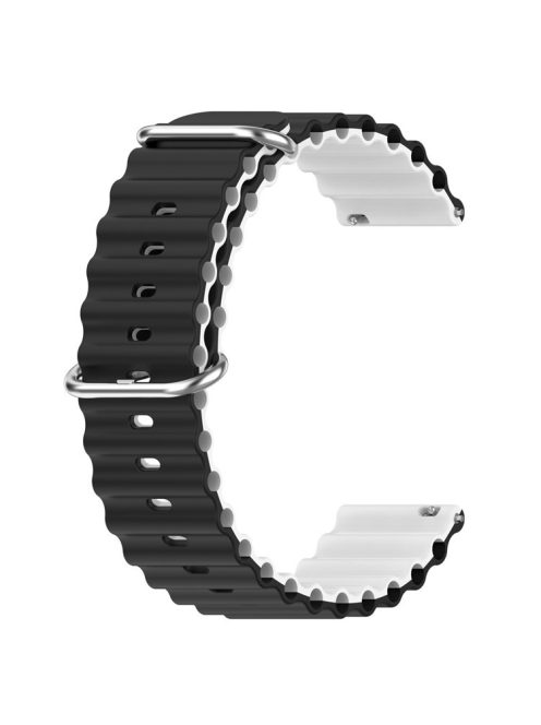 For Garmin Vivoactive 4  /  Garmin Venu 2 Universal 22mm Silicone Watch Strap Wavy Design Double Color Watchband - Black / White