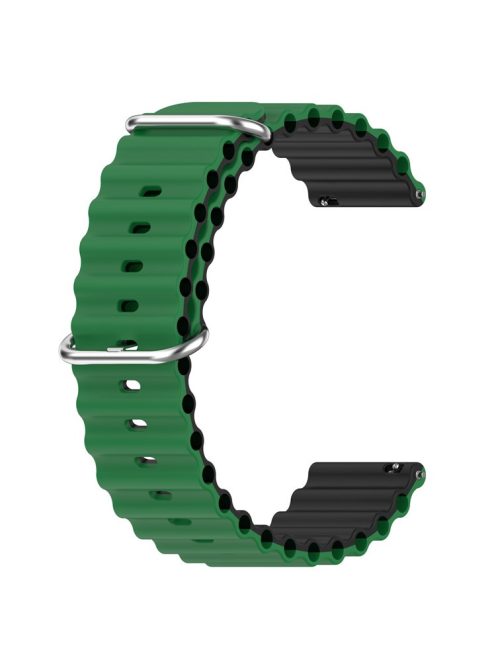 For Garmin Vivoactive 4  /  Garmin Venu 2 Universal 22mm Silicone Watch Strap Wavy Design Double Color Watchband - Green / Black