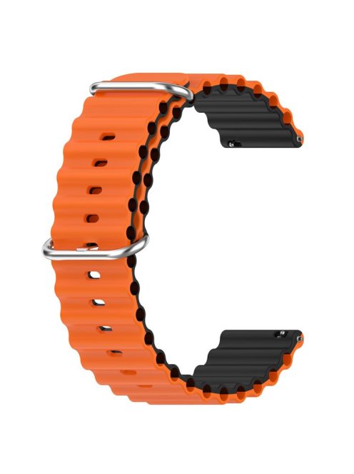 For Garmin Vivoactive 4  /  Garmin Venu 2 Universal 22mm Silicone Watch Strap Wavy Design Double Color Watchband - Orange / Black