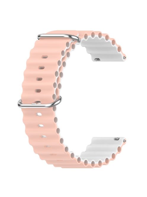 For Garmin Vivoactive 4  /  Garmin Venu 2 Universal 22mm Silicone Watch Strap Wavy Design Double Color Watchband - Pink / White