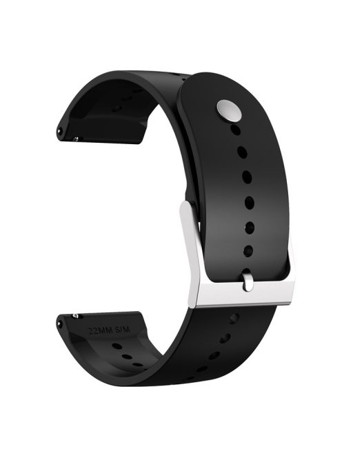 For Garmin Vivoactive 4 / Garmin Venu 2 Universal 22mm Soft Silicone Watch Band Strap Replacement with Steel Buckle - Black