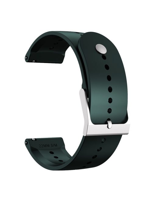 For Garmin Vivoactive 4 / Garmin Venu 2 Universal 22mm Soft Silicone Watch Band Strap Replacement with Steel Buckle - Dark Green