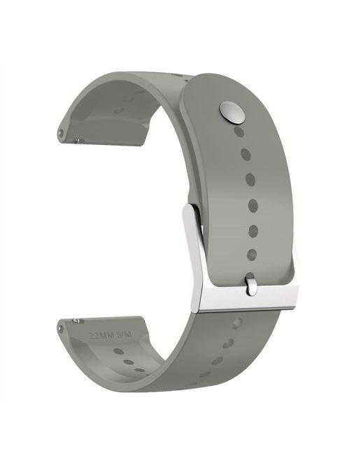 For Garmin Vivoactive 4 / Garmin Venu 2 Universal 22mm Soft Silicone Watch Band Strap Replacement with Steel Buckle - Light Grey