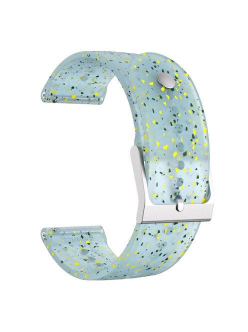 For Garmin Vivoactive 4 / Venu2 Pattern Printed Soft Silicone Band 22mm Adjustable Watch Strap with Stainless Steel Buckle - Green Yellow / Transparent Blue