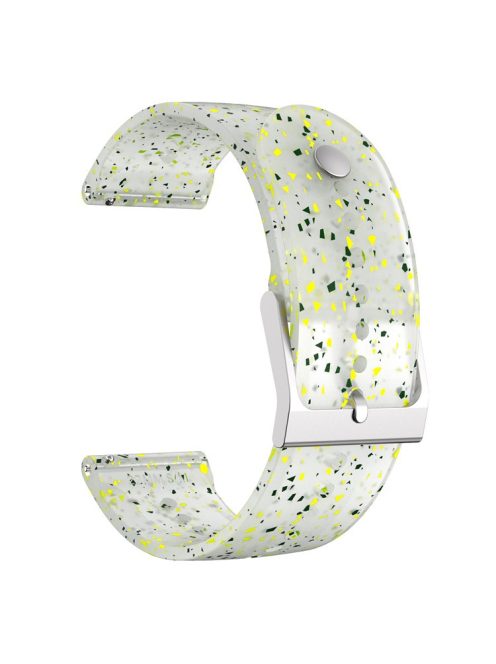 For Garmin Vivoactive 4 / Venu2 Pattern Printed Soft Silicone Band 22mm Adjustable Watch Strap with Stainless Steel Buckle - Green Yellow / Transparent White