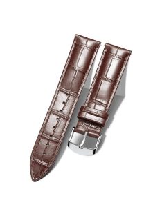   For Garmin Vivoactive 4 22mm Crocodile Texture Fashion Cowhide Leather Adjustable Wrist Strap Replacement Watch Band - Brown