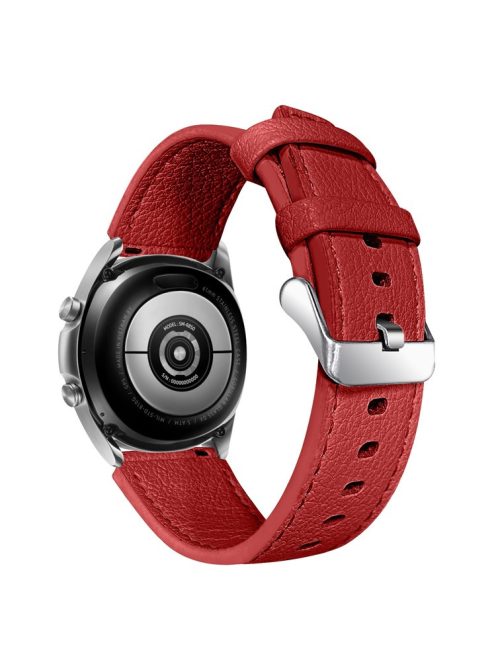 For Garmin Vivoactive 4 Buckle Design Cowhide Genuine Leather Double-sided Textured Watch Band Wrist Strap - Red