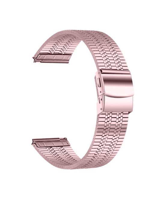 For Garmin Vivoactive 4 Replacement Band Stylish 22mm Stainless Steel Watch Strap - Rose Pink