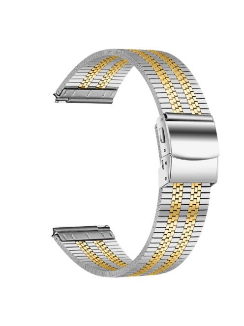 For Garmin Vivoactive 4 Replacement Band Stylish 22mm Stainless Steel Watch Strap - Silver+Gold