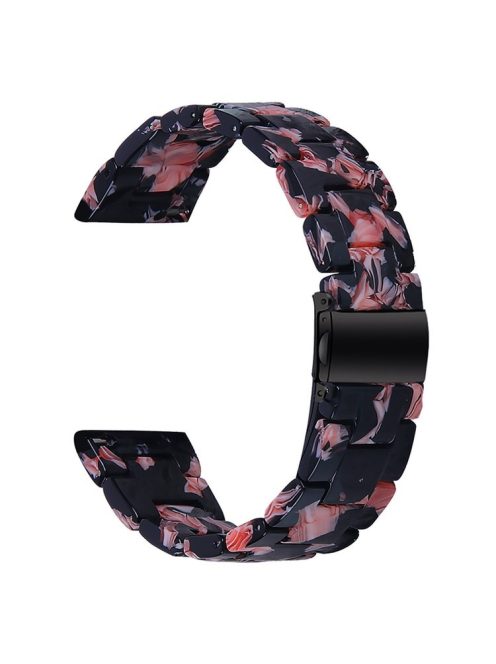 For Garmin Vivoactive 4 Replacement Watch Strap 22mm Waterproof Resin Watch Band - Black Pink