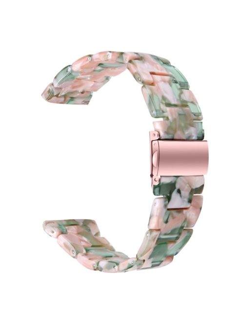 For Garmin Vivoactive 4 Replacement Watch Strap 22mm Waterproof Resin Watch Band - Pink / Green