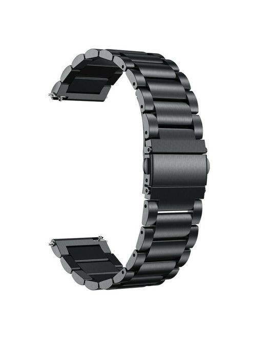 For Garmin Vivoactive 4 Replacement Wrist Strap Stylish 3-Bead 316L Stainless Steel 22mm Watch Band - Black